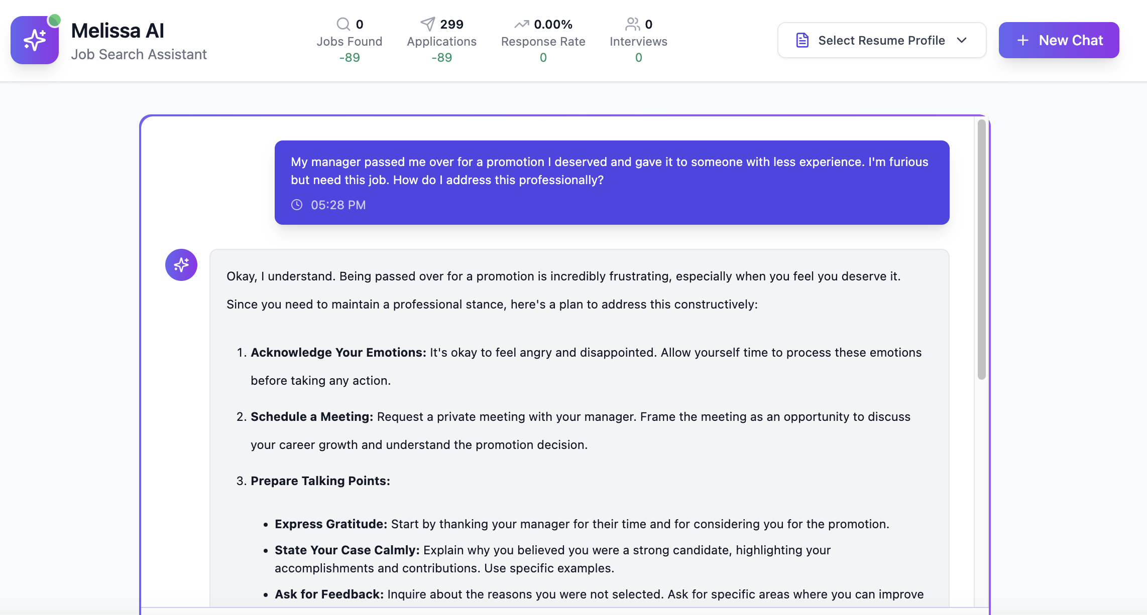 Ask Melissa showing workplace navigation results
