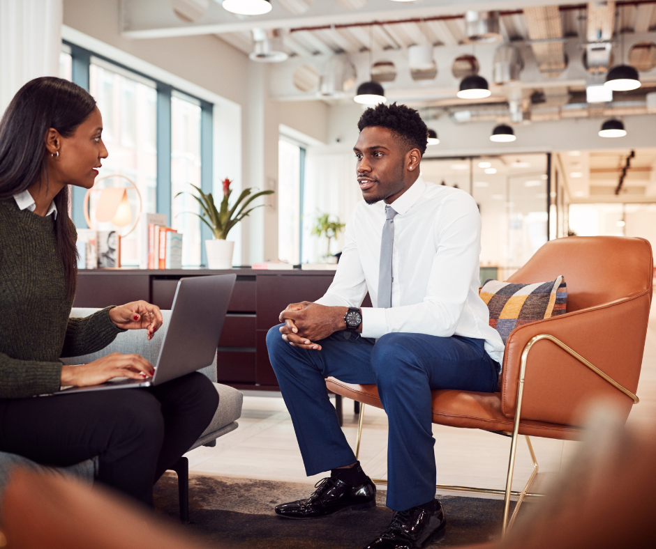 Professional job interview scene