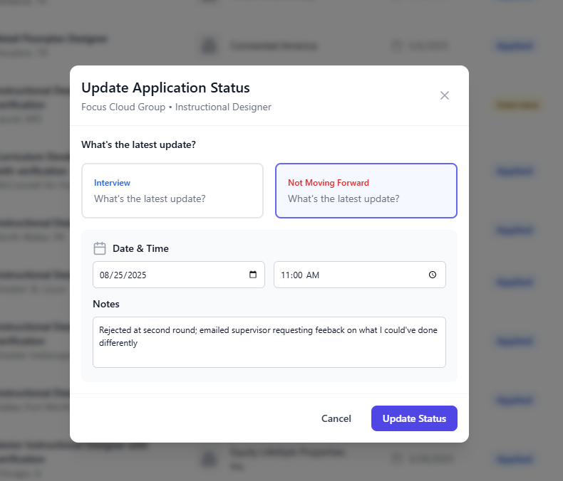 Auto-Apply feature in action showing job applications